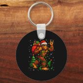 Santa Bigfoot Christmas Tree Xmas Lights Funny Sas Sleutelhanger (Voorkant)