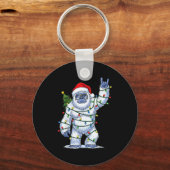 Santa Bigfoot Christmas Tree Xmas Lights Funny Sas Sleutelhanger (Voorkant)