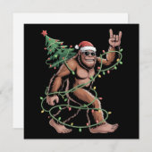 Santa Bigfoot Christmas Tree Xmas Lights Sasquatch Feestdagenkaart (Voorkant / Achterkant)