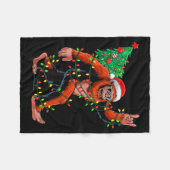 Santa Bigfoot Christmas Tree Xmas Lights Sasquatch Fleece Deken (Voorkant (Horizontaal))