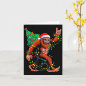 Santa Bigfoot Christmas Tree Xmas Lights Sasquatch Kaart (Gele Bloem)
