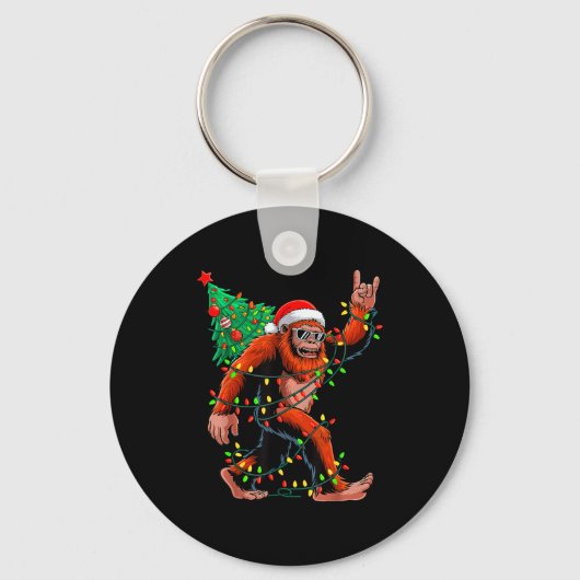 Santa Bigfoot Christmas Tree Xmas Lights Sasquatch Sleutelhanger (Voorkant)