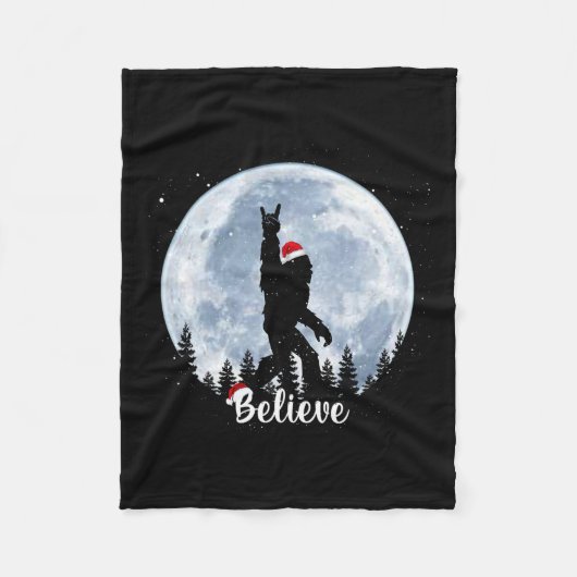 Santa bigfoot kerst rock roll sasquatch geloof fleece deken (Voorkant)