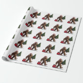 Santa Bigfoot Kerstboom kerstverlichting Cadeaupapier (Uitgerold)