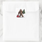 Santa Bigfoot Kerstboom kerstverlichting Vierkante Sticker (Tas)