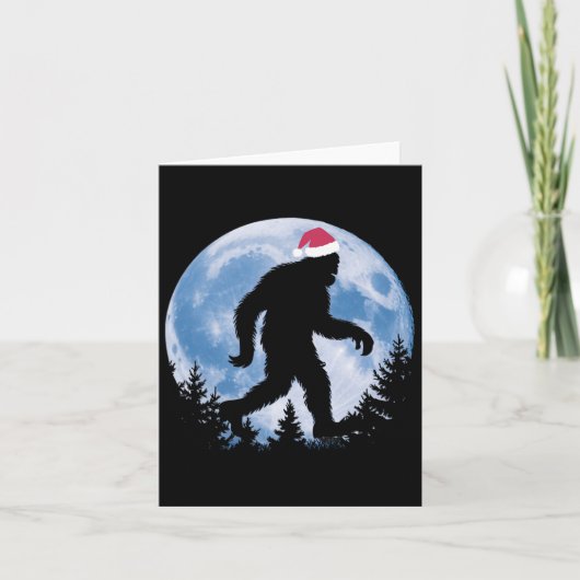 Santa Bigfoot Kerstmaan Grappig Sasquatch Belie Kaart (Voorkant)