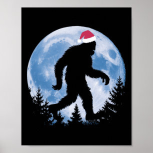 Santa Bigfoot Kerstmaan Grappig Sasquatch Belie Poster