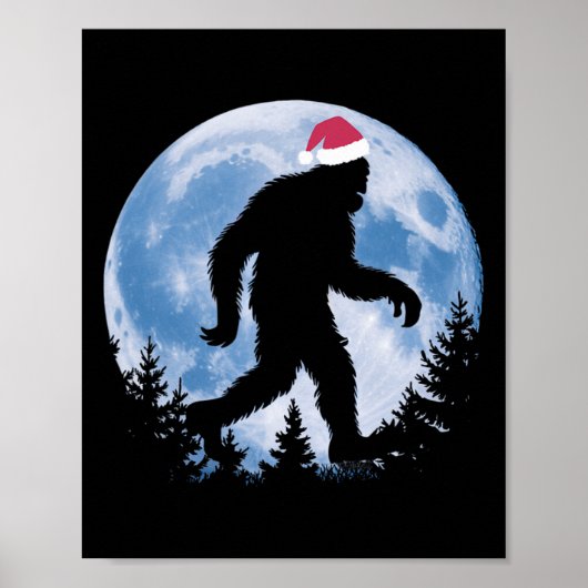 Santa Bigfoot Kerstmaan Grappig Sasquatch Belie Poster (Voorkant)