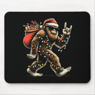 Santa Bigfoot Kerstverlichting Grappig Sasquatch B Muismat