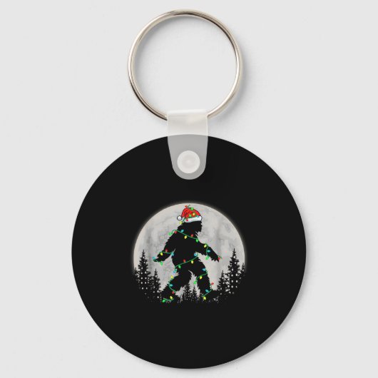 Santa Bigfoot Kerstverlichting Grappig Sasquatch B Sleutelhanger (Voorkant)