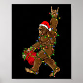Santa Bigfoot Kerstverlichting Rock Fun Sasquatch Poster (Voorkant)