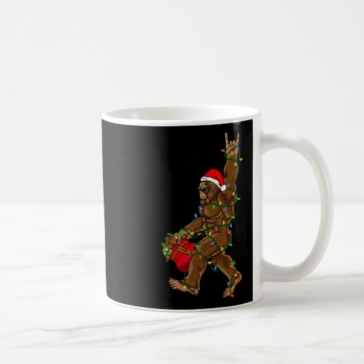 Santa Bigfoot Kerstverlichting Rock Funny Sasquatc Koffiemok (Rechts)