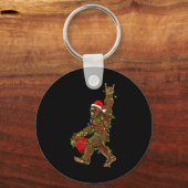 Santa Bigfoot Kerstverlichting Rock Funny Sasquatc Sleutelhanger (Voorkant)