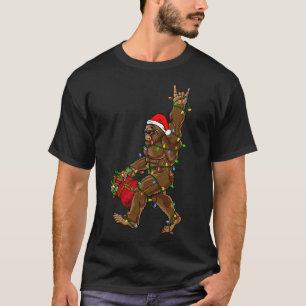 Santa Bigfoot Kerstverlichting Rock Funny Sasquatc T-shirt