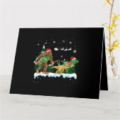 Santa Bigfoot neemt Dinosaur Merry Kerstmis mee Kaart (Gele Bloem)