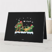 Santa Bigfoot neemt Dinosaur Merry Kerstmis mee Kaart (Achterkant)