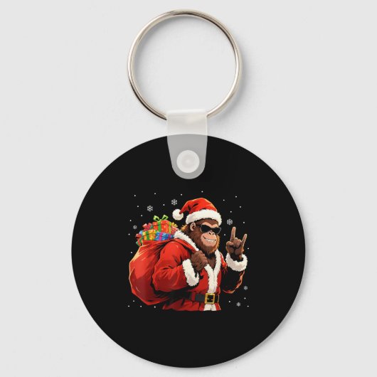Santa Bigfoot Rock Christmas Funny Holiday Tee  Sleutelhanger (Voorkant)