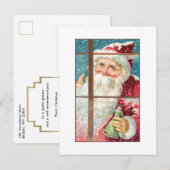 Santa bij Snowy Window Briefkaart (Voorkant / Achterkant)
