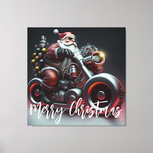 Santa Biker Canvas Afdruk (Voorkant)