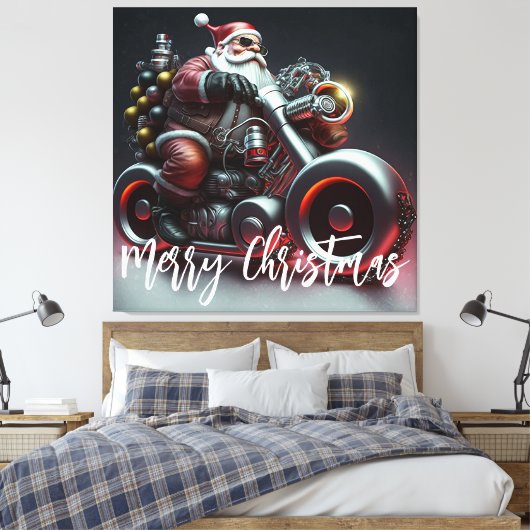 Santa Biker Canvas Afdruk (Insitu (Slaapkamer))