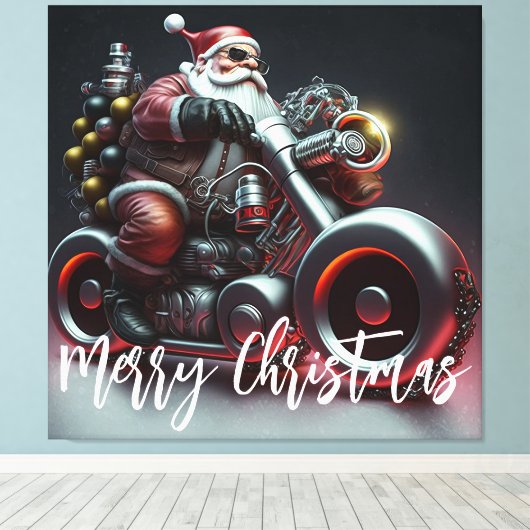 Santa Biker Canvas Afdruk (Insitu (Houten vloer))