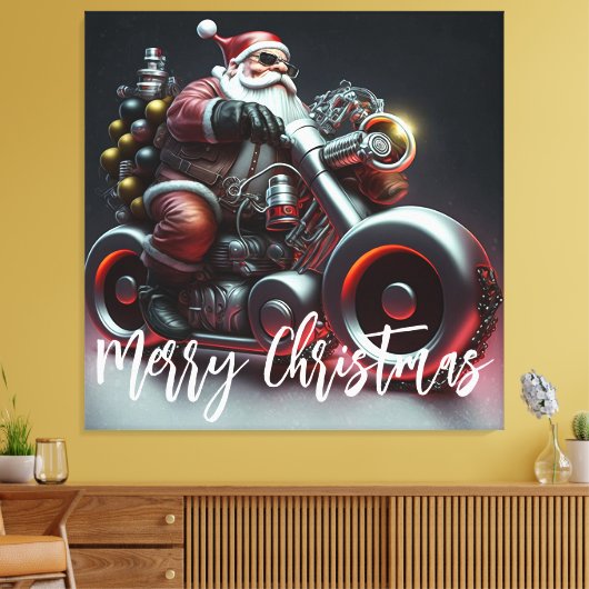 Santa Biker Canvas Afdruk (Insitu (Woonkamer))