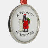 Santa Bin Kip Metalen Ornament (Rechts)