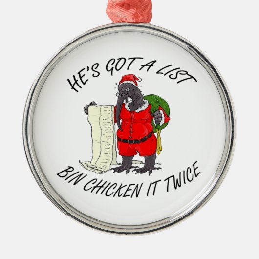 Santa Bin Kip Metalen Ornament (Voorkant)
