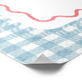 Santa Birthday Sign with Blue Gingham and Roses Poster (Hoek)