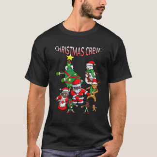 Santa Black African American Kerstmis Crew Flossi T-shirt