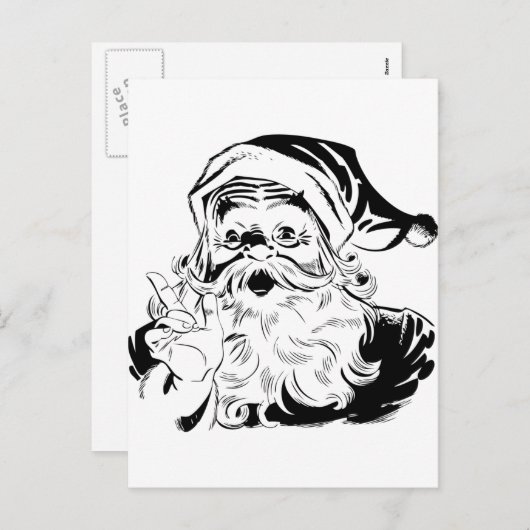  Santa Black ans White Feestdagenkaart (Voorkant / Achterkant)