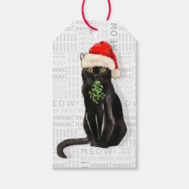 Santa Black Bombay Kat Kerstmis Cadeaulabel