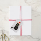 Santa Black Bombay Kat Kerstmis Cadeaulabel (Met Touw)