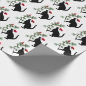 Santa Black Cat Red Bird Kerstpapier Cadeaupapier (Hoek)