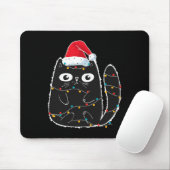 Santa Black Cat Tangled Up In Christmas Cat Lover Muismat (Met muis)