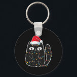 Santa Black Cat Tangled Up In Christmas Cat Lover Sleutelhanger<br><div class="desc">Santa Black Cat Tangled Up In Christmas Cat Lover Xmas Light</div>