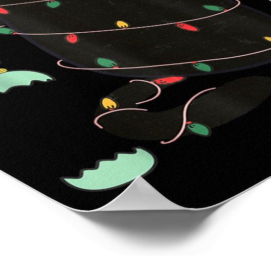 Santa Black Cat Tangled Up In Christmas Tree Light Poster (Hoek)