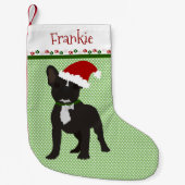 Santa Black French Bulldog Personalized Kleine Kerstsok (Voorkant)