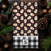 Santa Black Gingham Monogrammed Christmas Theedoek