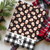  Santa Black Gingham Monogrammed Christmas Theedoek