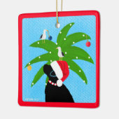 Santa Black Lab die de Kerstpalmboom snoeit Keramisch Ornament (Links)