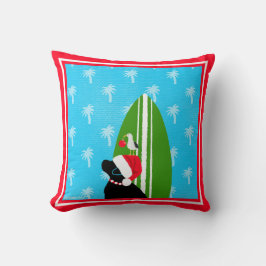 Santa Black Lab Surfboard Dog Seagull Christmas Kussen