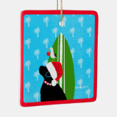 Santa Black Lab Surfboard Hond Kerstversiering Keramisch Ornament (Rechts)