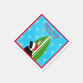 Santa Black Lab Surfboard Hond Zeemeeuw Kerstmis Servet (Hoek)