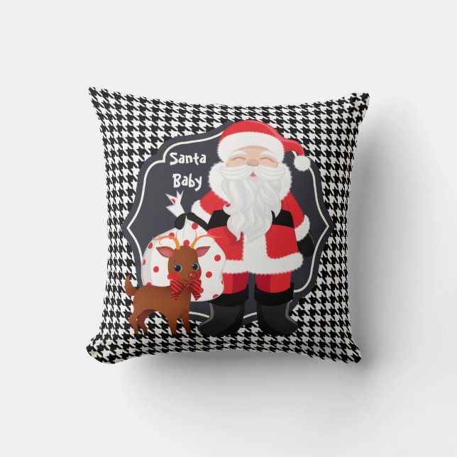 Santa Black Pset/Red/Green-kerstpiloot Kussen (Voorkant)