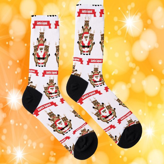 Santa Black Squad Rendier Grappig Patroon Sokken