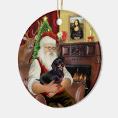 Santa-Black-Tan teckel (glad) Keramisch Ornament (Links)