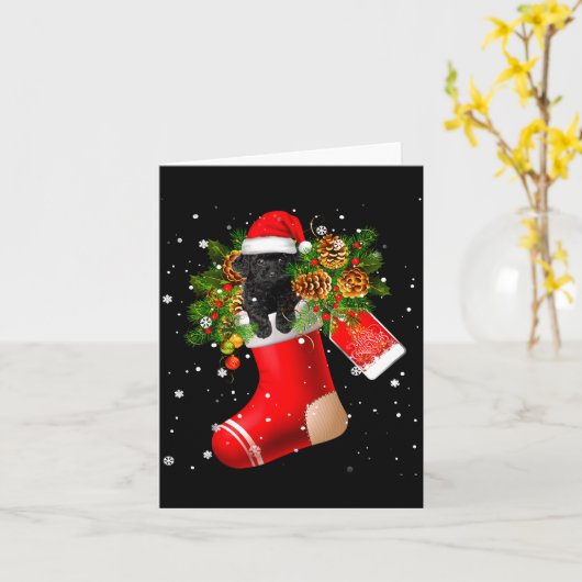 Santa Black Toy Odle In Christmas Sock Pajama  Kaart (Gele Bloem)