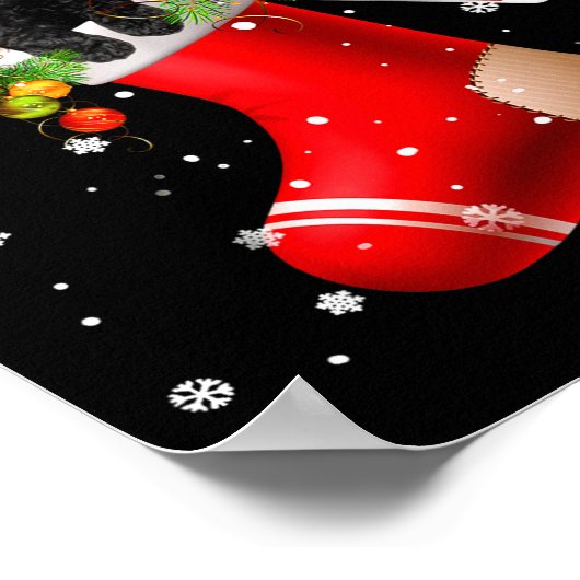 Santa Black Toy Odle In Christmas Sock Pajama  Poster (Hoek)