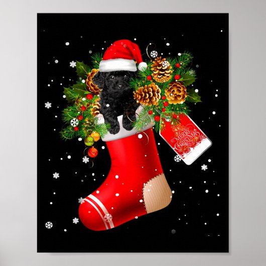 Santa Black Toy Odle In Christmas Sock Pajama  Poster (Voorkant)